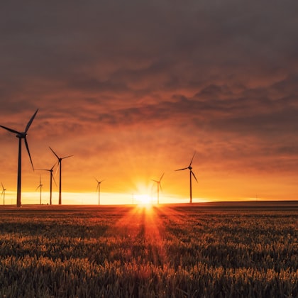 Turbine eoliche al tramonto — energia rinnovabile